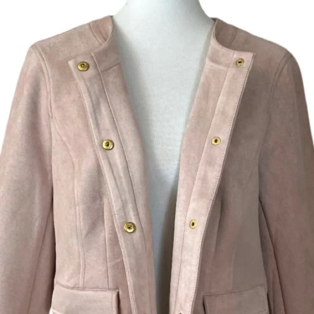 Marc New York Faux Suede Blush Pink Snap Front Jacket Women's Size PL Petite - Image 10