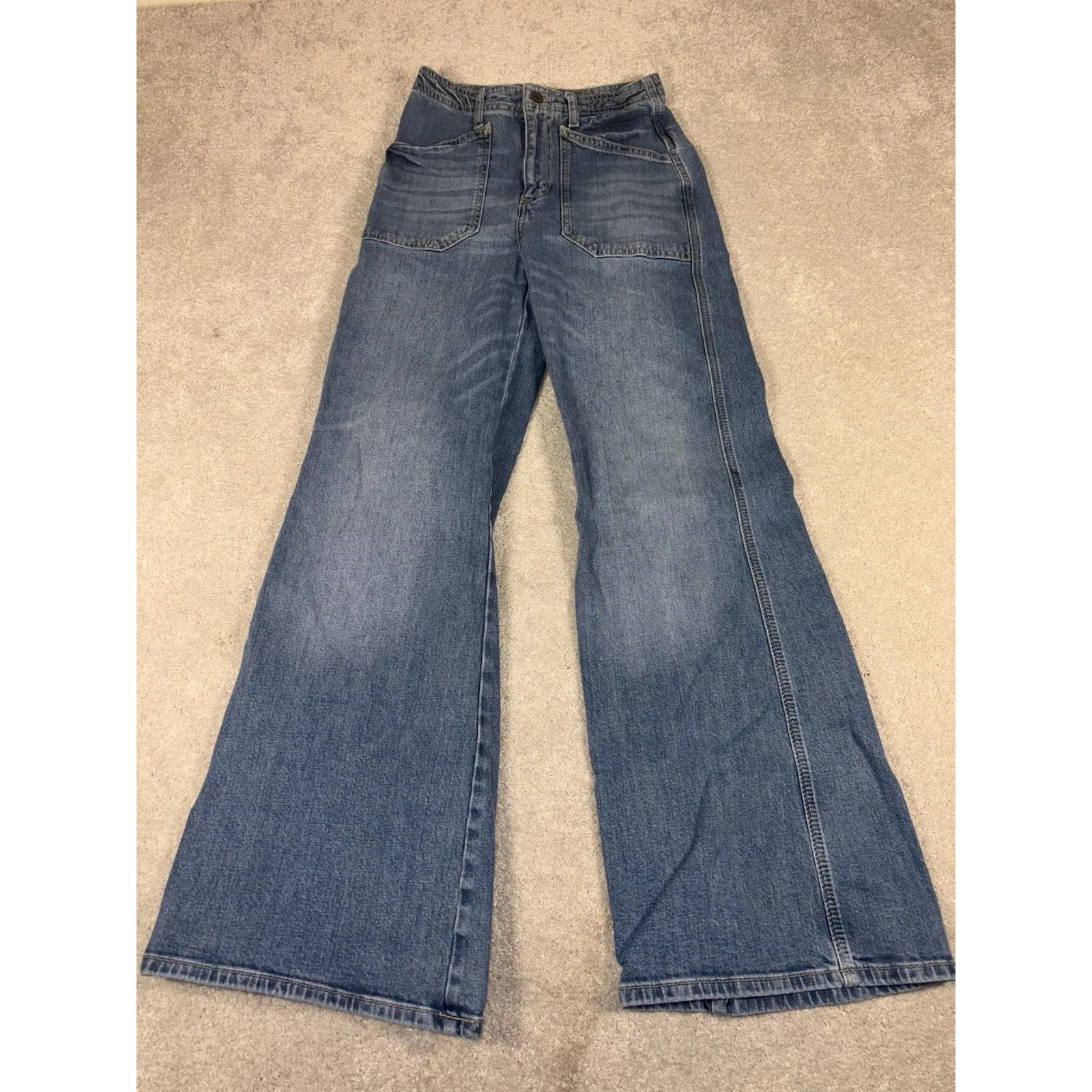 anthropologie pilcro carpenter wide leg jeans 25 med wash - Image 3