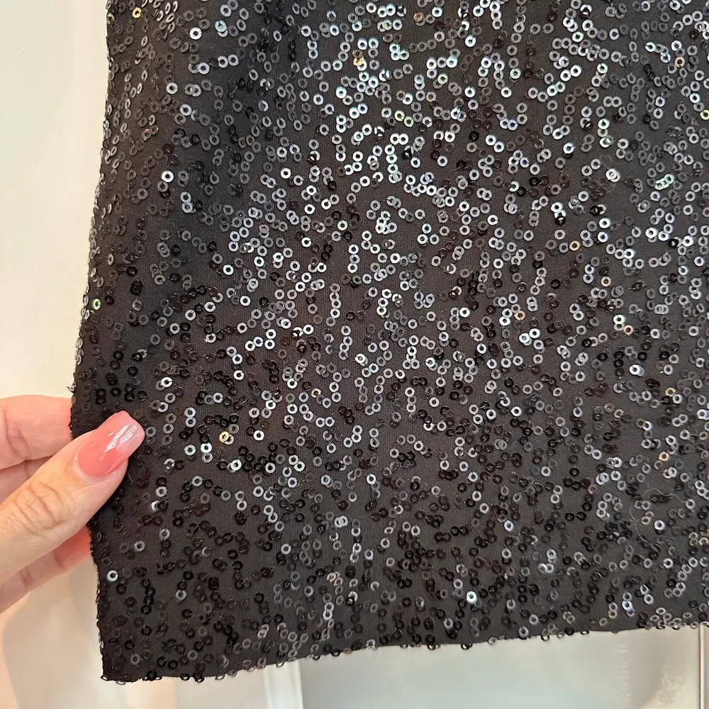 Vintage Cache Black Sequin Pull On Mini Pencil Skirt Women’s Size Small S NWT - Image 3