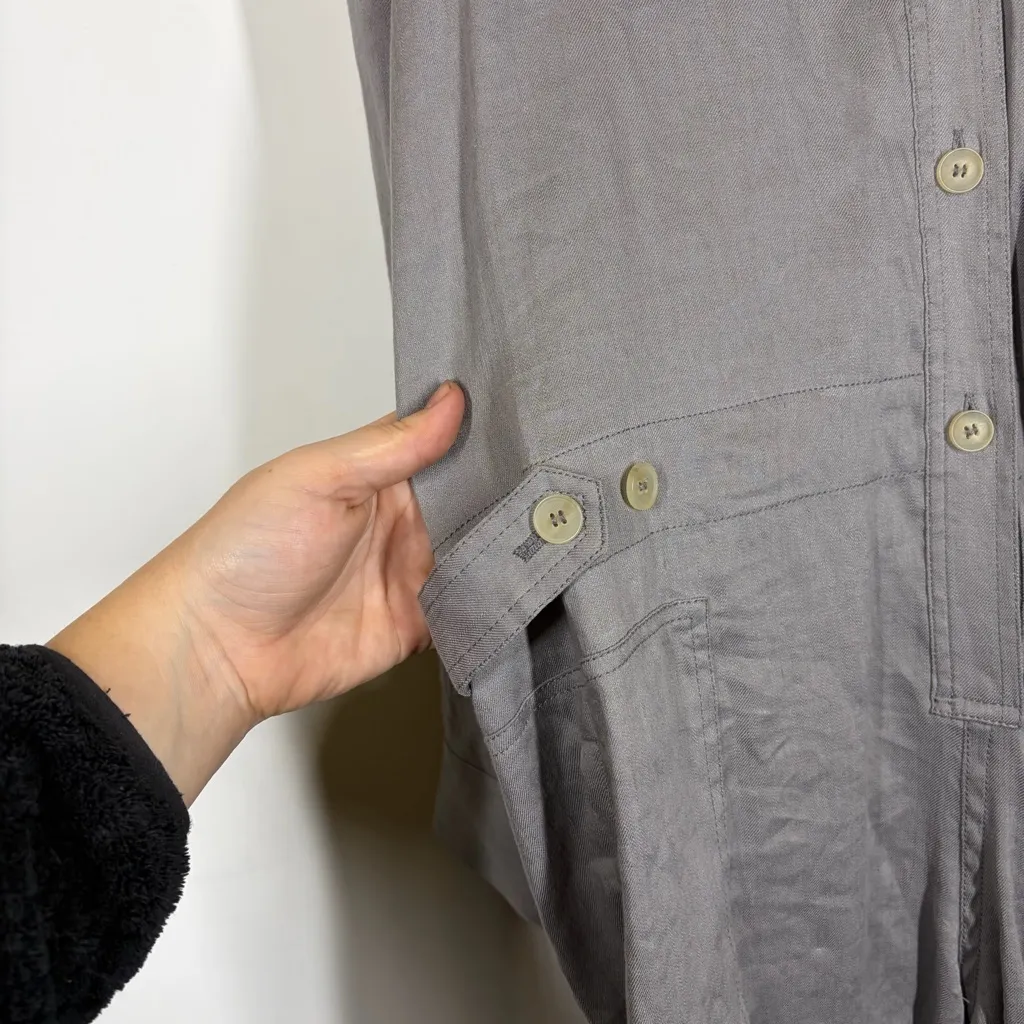 Vince Linen Blend Gray Utility Cargo Romper Size 12 - Image 7