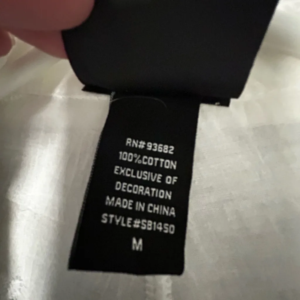 White Eyelet Lace Embroidered Button Down Shirt Size L - Image 15