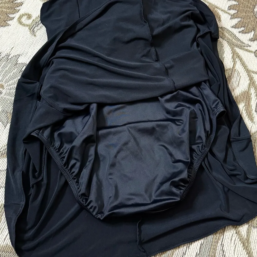 Great Lengths Swimdress One Piece Swimsuit Swim Dress Crossover Draped 14 Black - Image 5