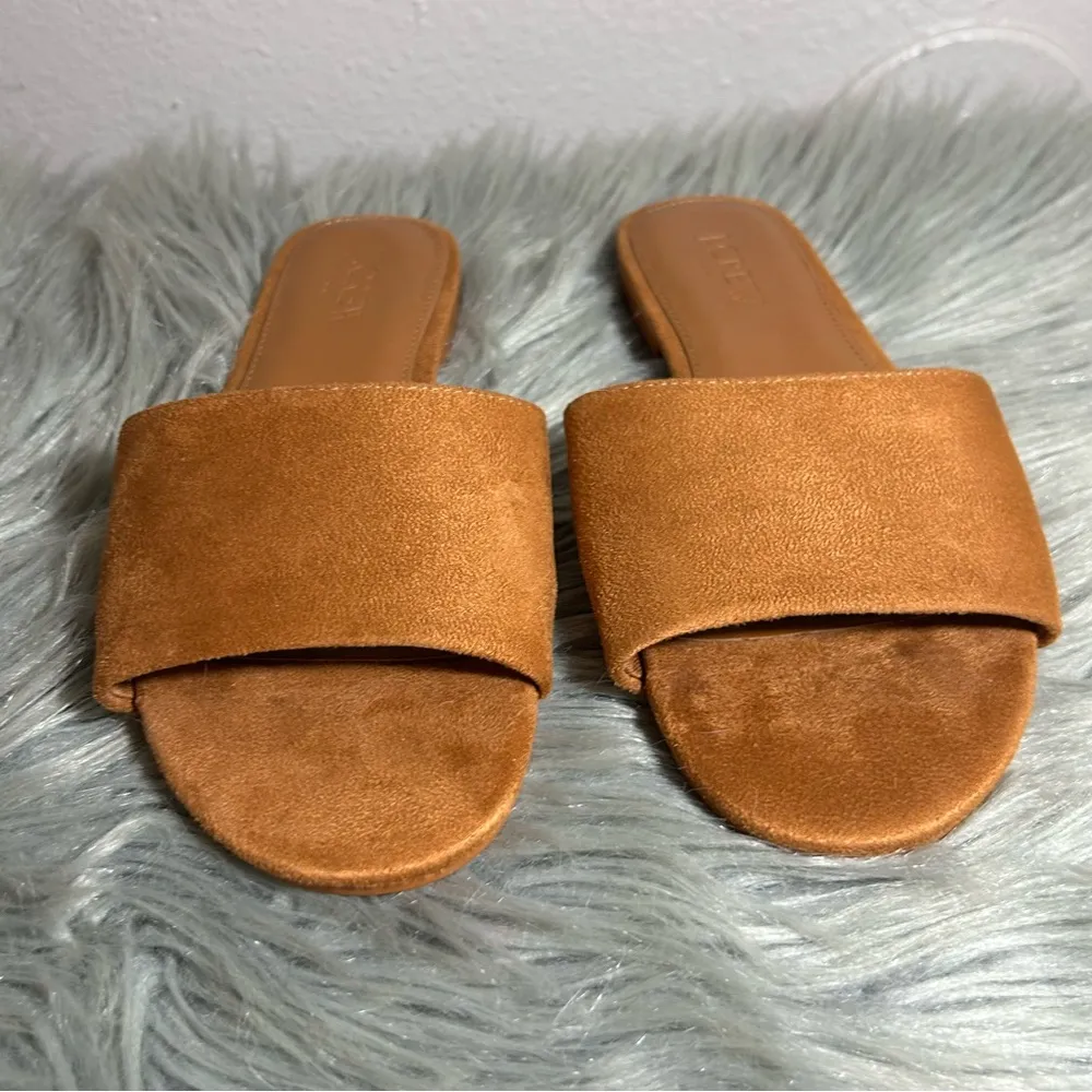 J. Crew Microsuede Single Strap Slide Sandals Cedar Wood Brown Size 6 - Image 3