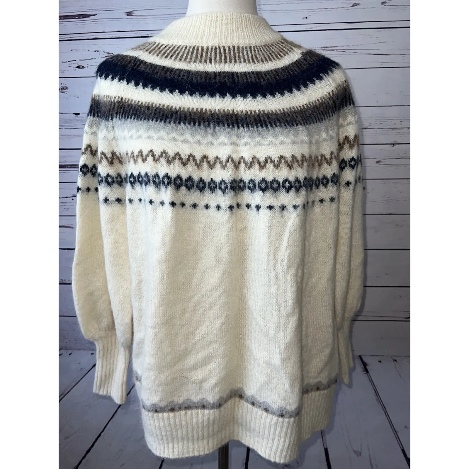 J Crew Fair Isle Sweater Wool Alpaca Wool size Medium BD152‎ Nordic Pullover - Image 4