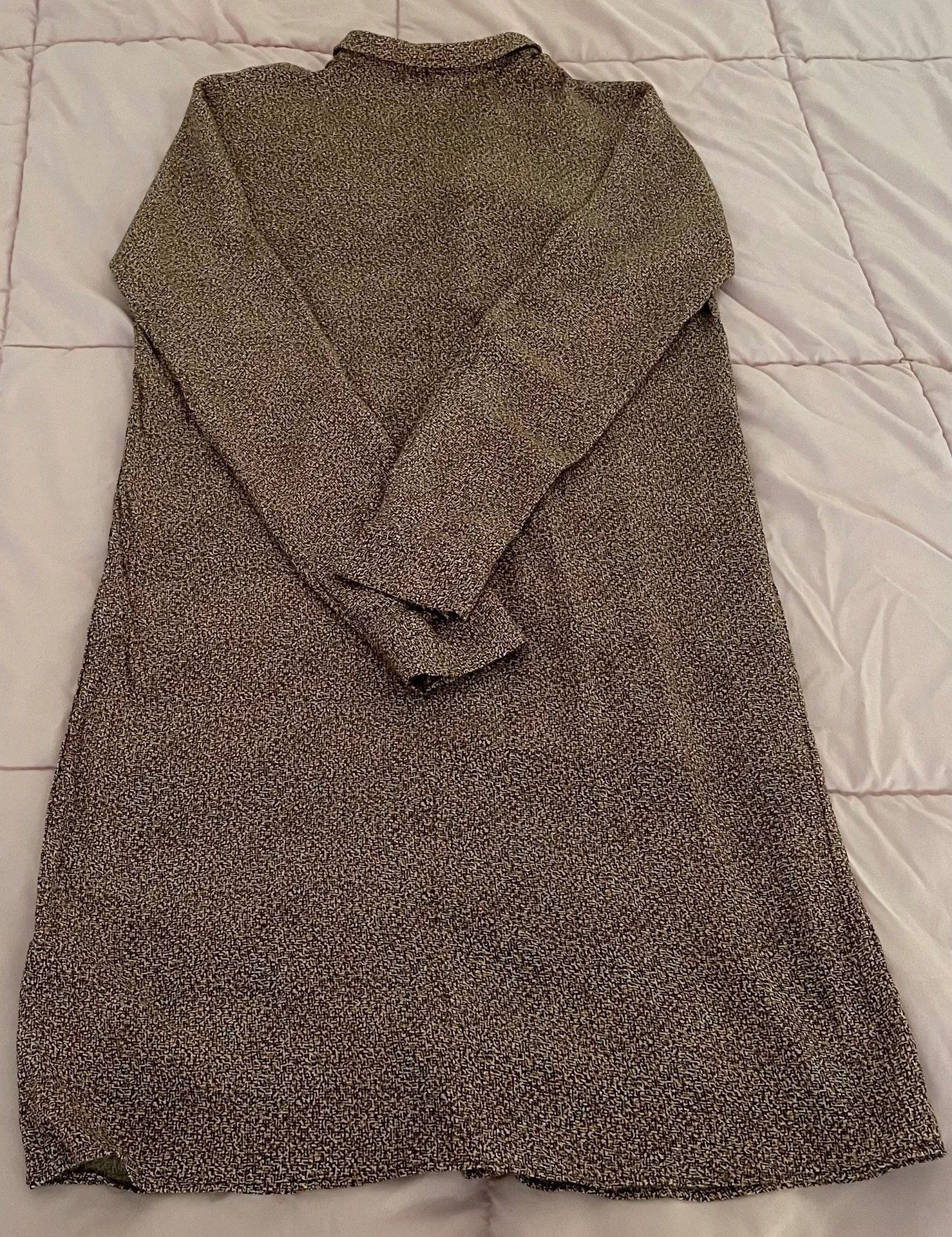 COS Wool Blend Marled Brown Collared Button Down Midi Shirt Dress, size XS - Image 13