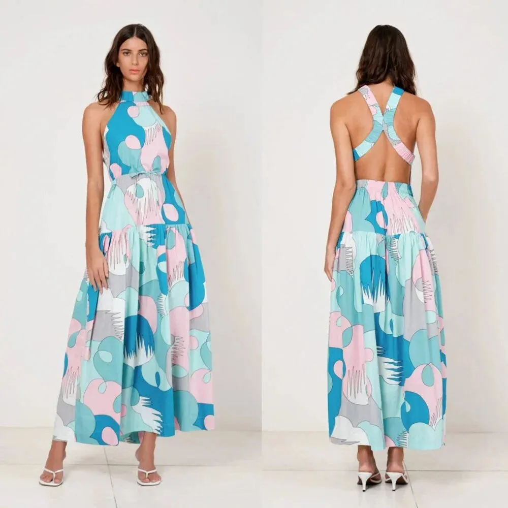 Free People SWF Highneck Cross Back Midi Dress Size Small $399 - Image 16