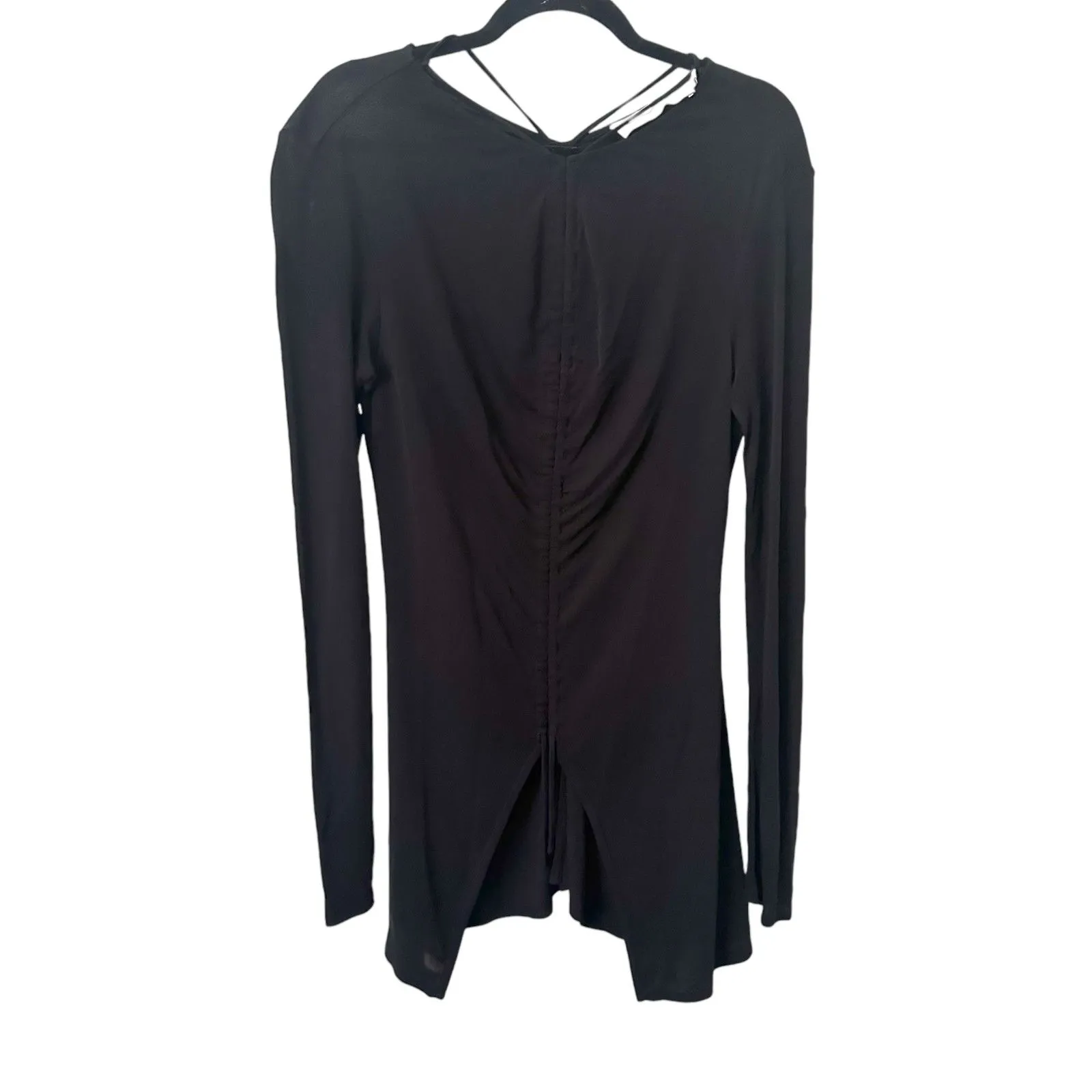 PROENZA SCHOULER WHITE LABEL Gathered Split Front Blouse Black‎ Sz8 - Image 4