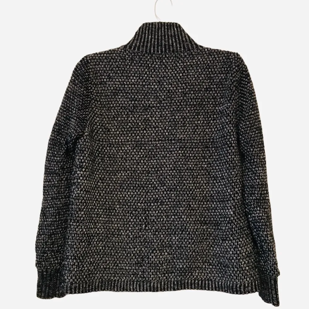 Etcetera zip up wool/leather sweater Jacket black Women’s size medium pockets - Image 3