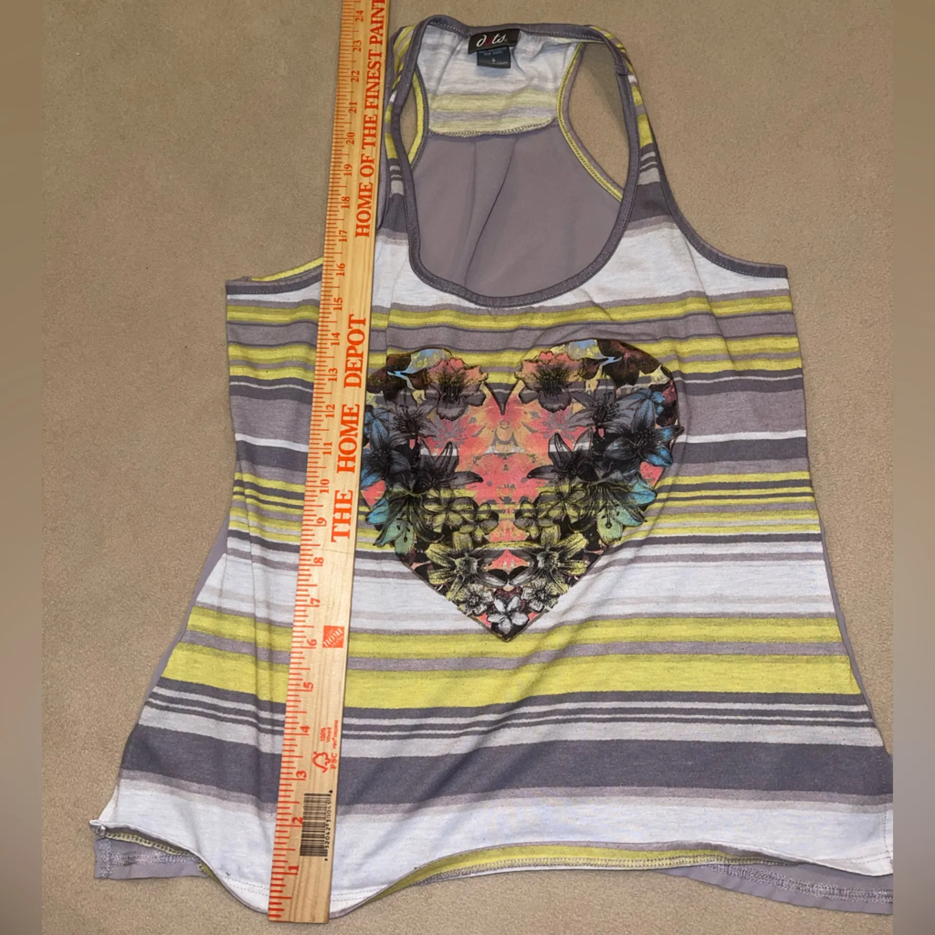 Dots Yellow Gray Graphic Tank Top Y2K size small shirt - Image 7