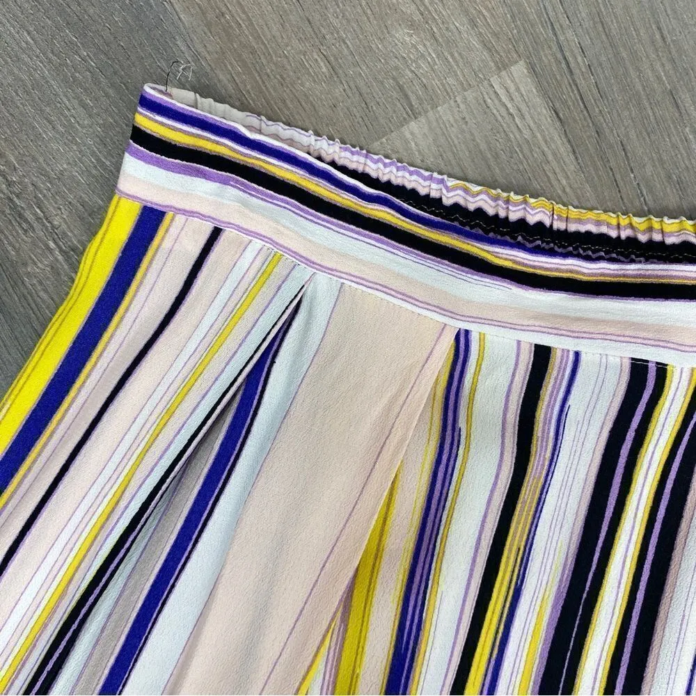 1. State Striped Wide Leg High Rise Capri Palazzo Pants Pink Multi Medium - Image 3