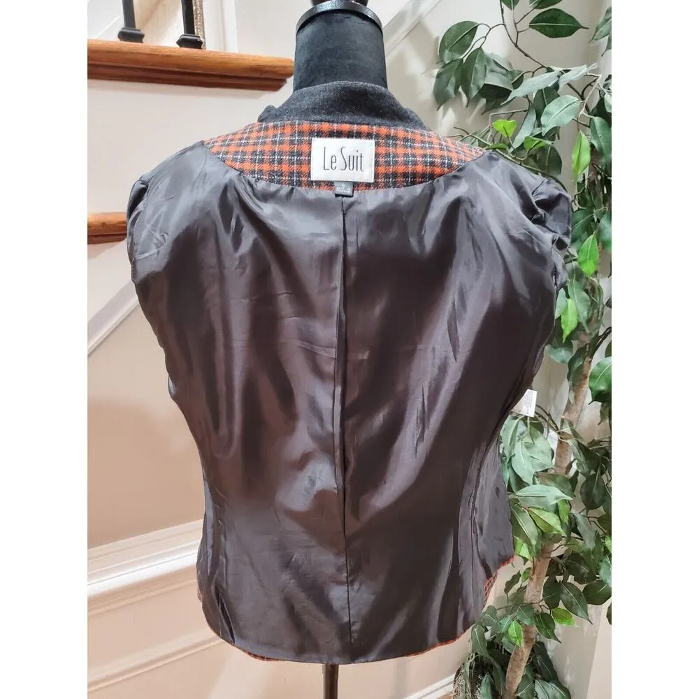 Le Suits Women's Gray & Orange Wool Long Sleeve Full Zip Front Casual Jacket 8 - Image 7