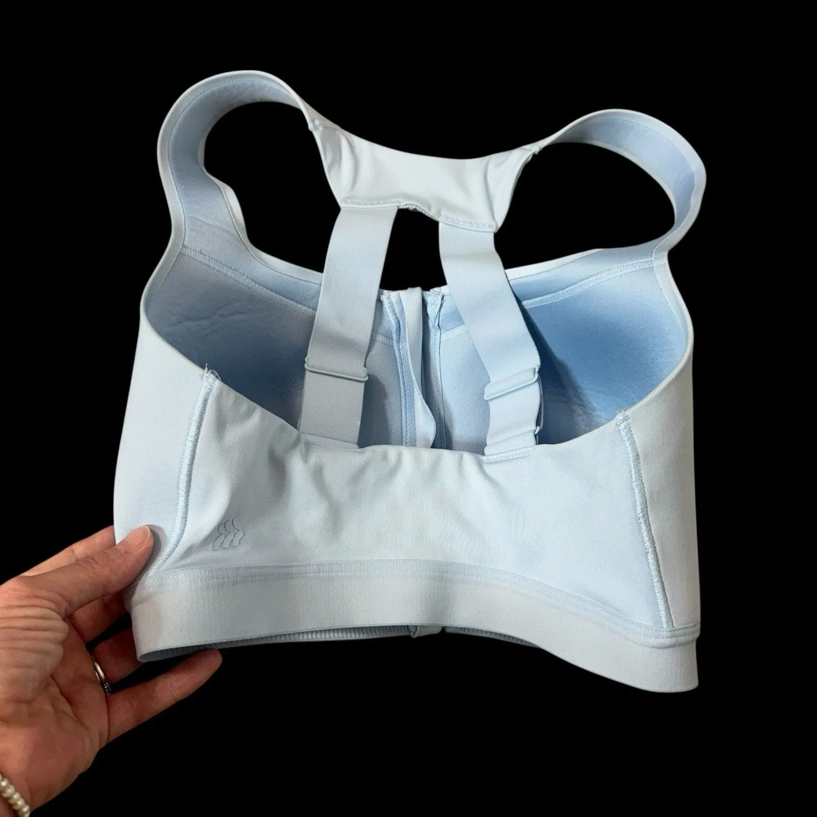 All in Motion Womens 34D Sculpt High Support Zip Front Sports Bra Light Blue - Image 3
