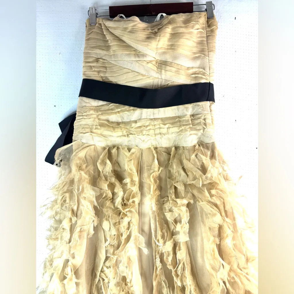 Tadashi Shoji 8 Silk Elegant Ruffle Strapless Formal Maxi Dress - Image 9