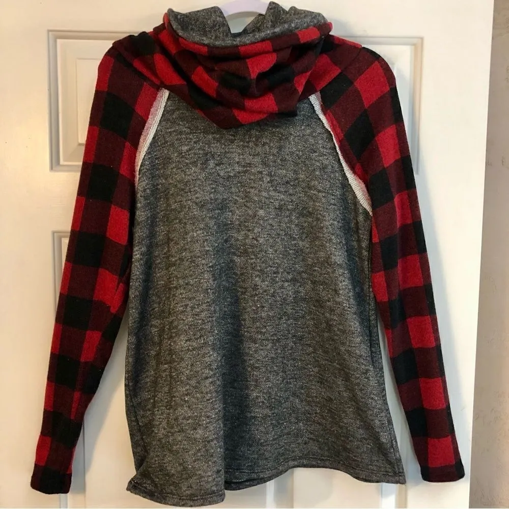 Red Buffalo Sleeve Cowl Neck Tunic From 12PM by Mon Ami, size Small Gray - Image 2