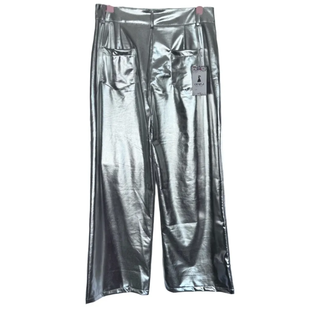 NWT Shiny Metallic Holographic Cropped Pants - Image 7