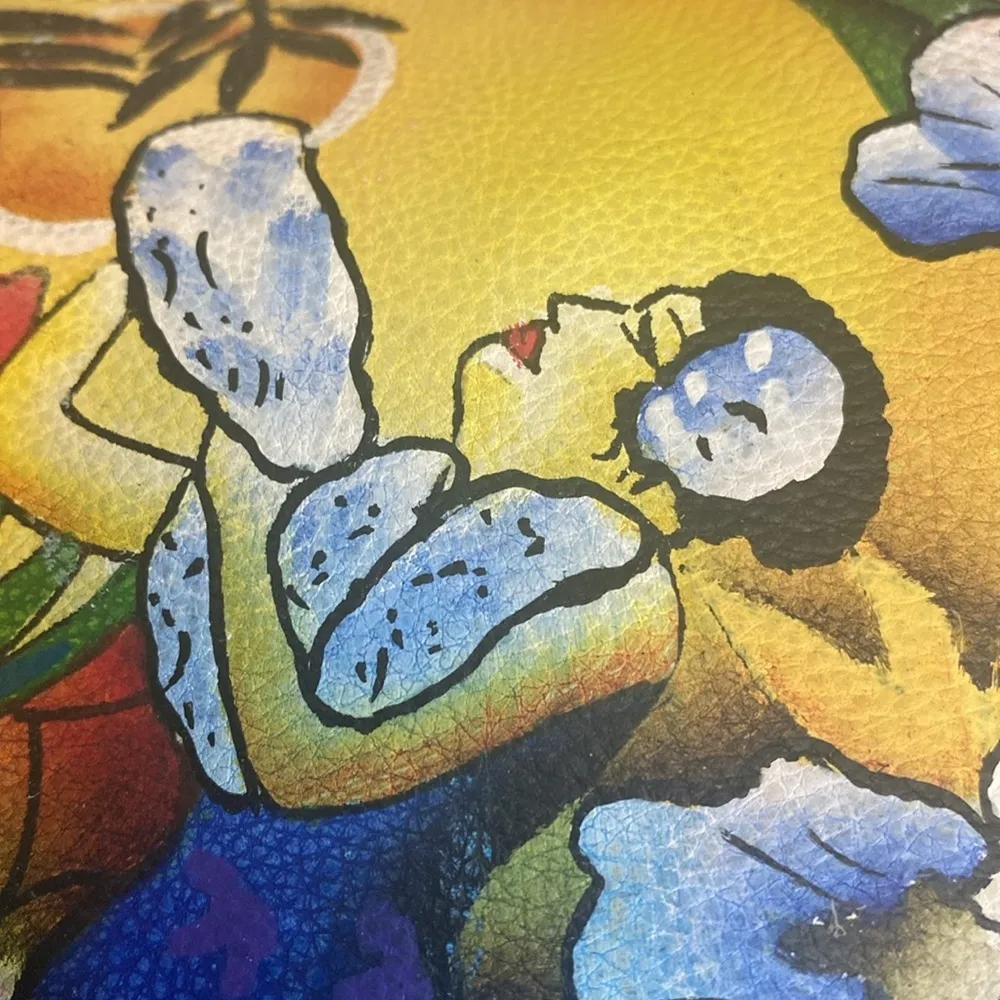 SHARIF Hand Painted Hawaiian Sunset Leather Bag ARTISTIC EXPRESSIONS VTG Purse - Image 14