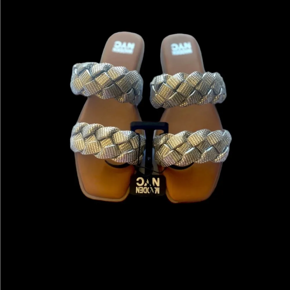 MADDEN NYC Two‎ Band Braid Silver Rhinestone Comfort Foam Insoles Sandals
Size 9 - Image 6