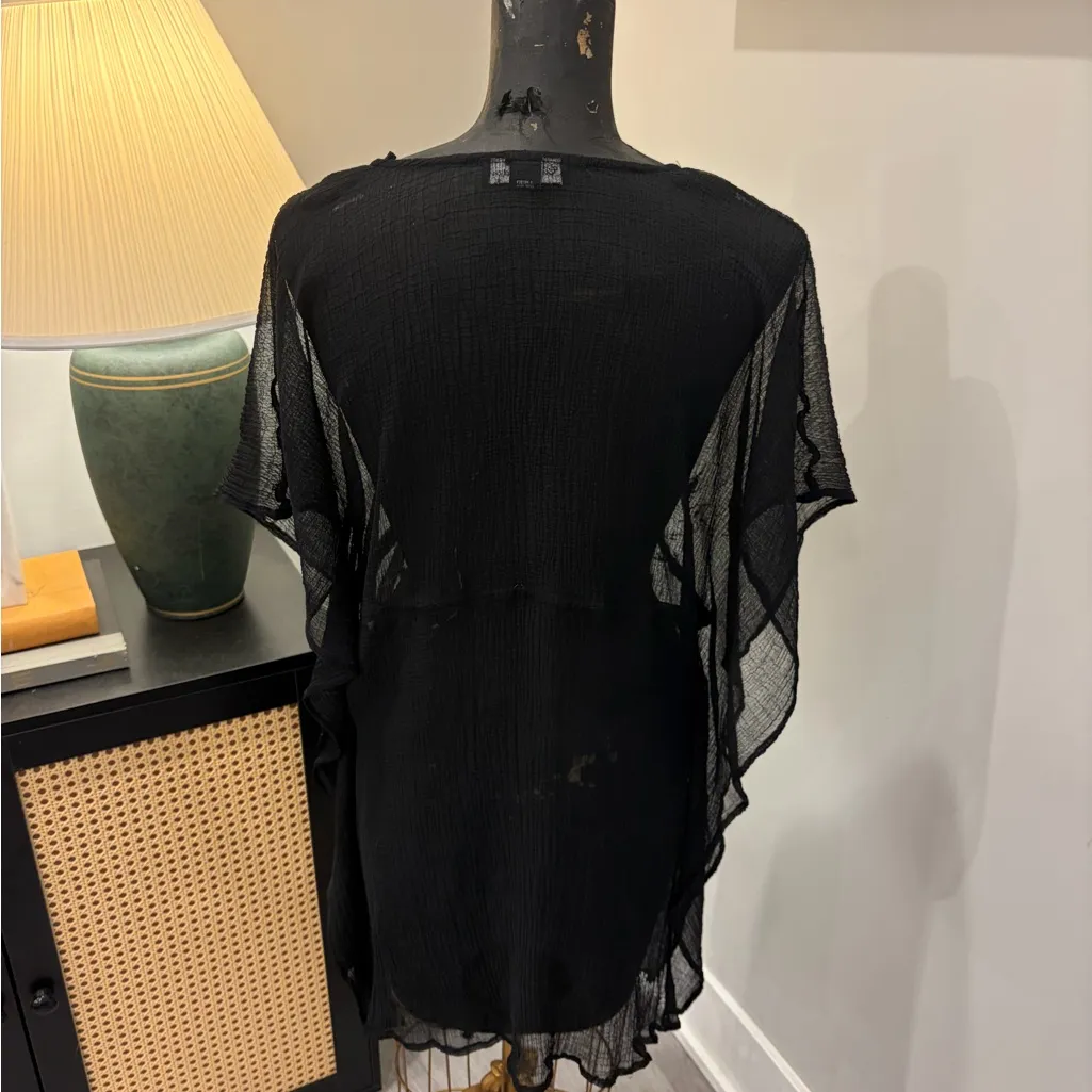 Club Z Collection Black Boho Whimsigoth Festival Floral Sheer Cover - Image 5