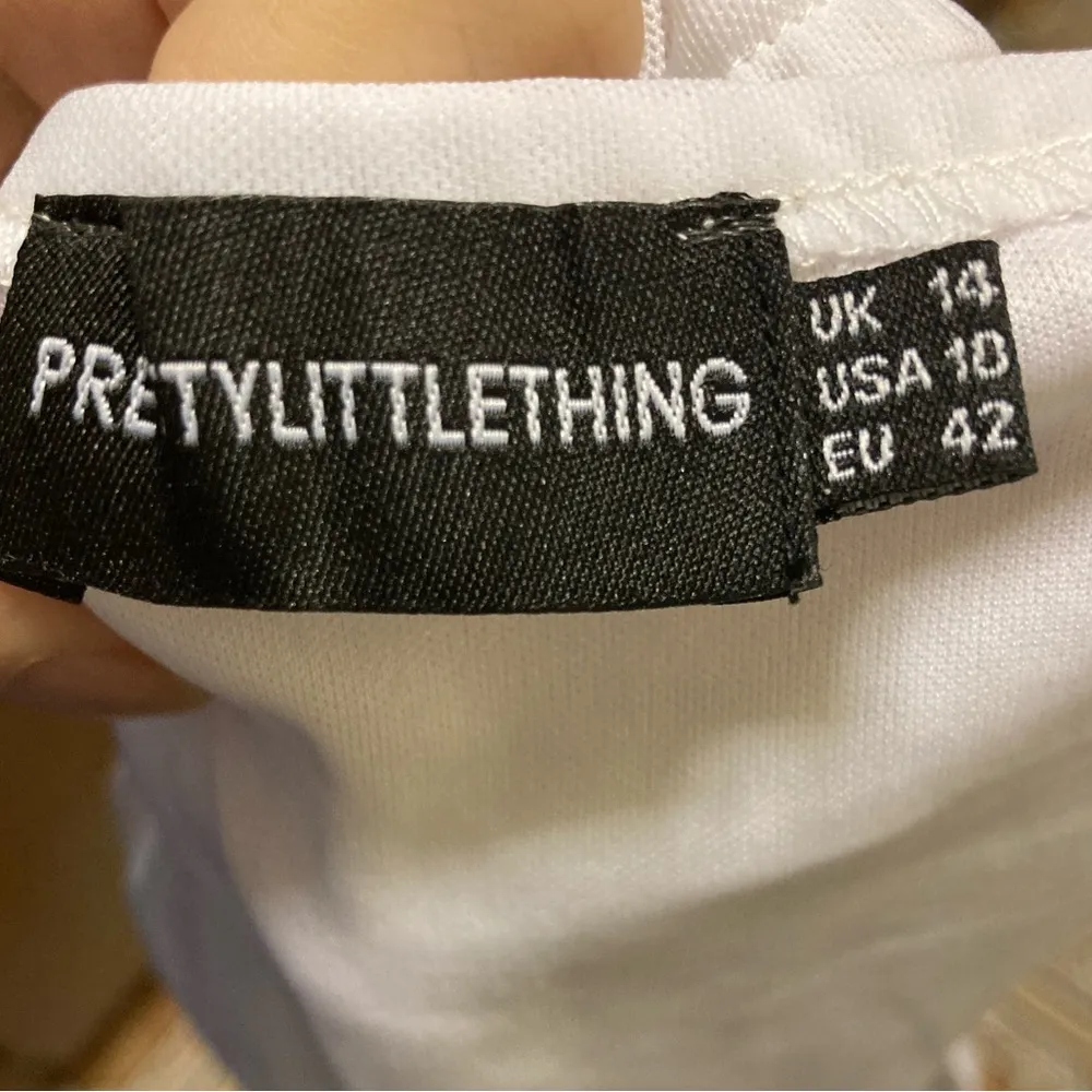 PrettyLittleThing White Corset Mesh Bardot Top Women Size 10 (M) - Image 5