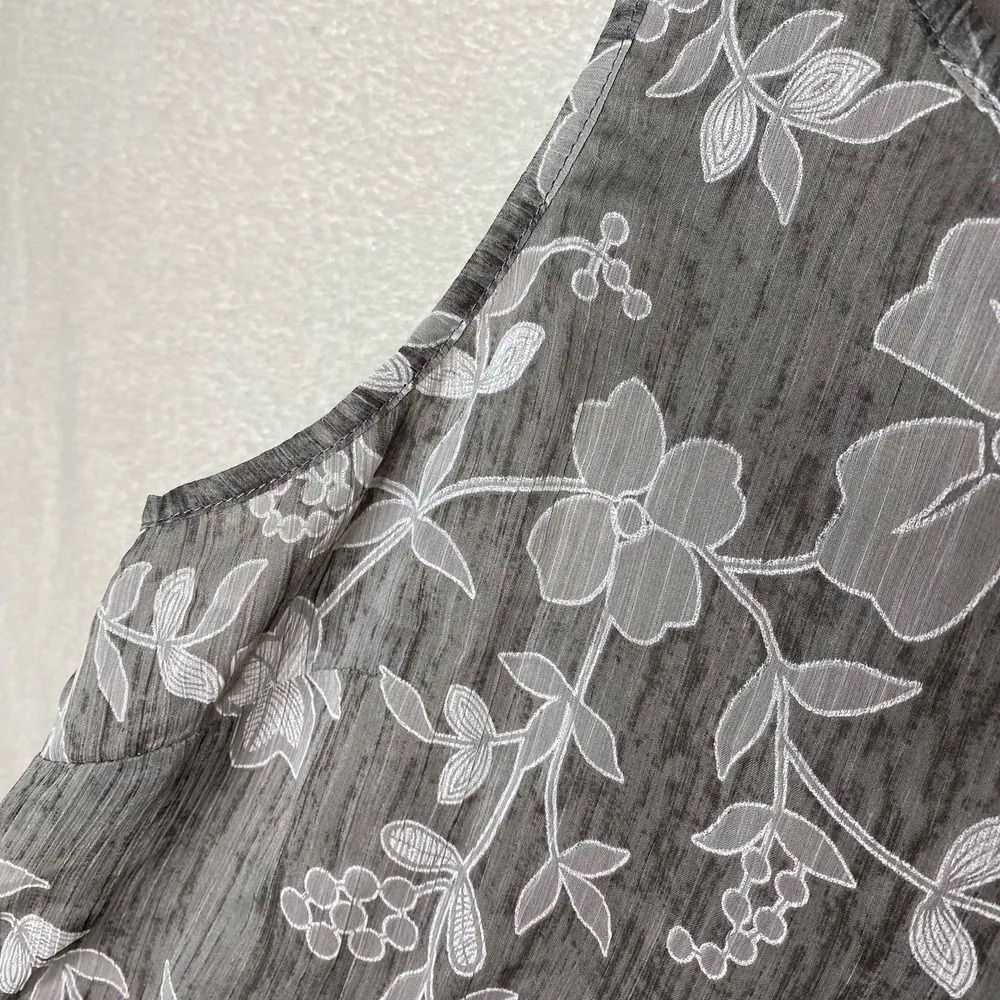 Entro Floral Sleeveless Tiered Peplum Tank Top Gray Small Layered Criss-Cross - Image 5