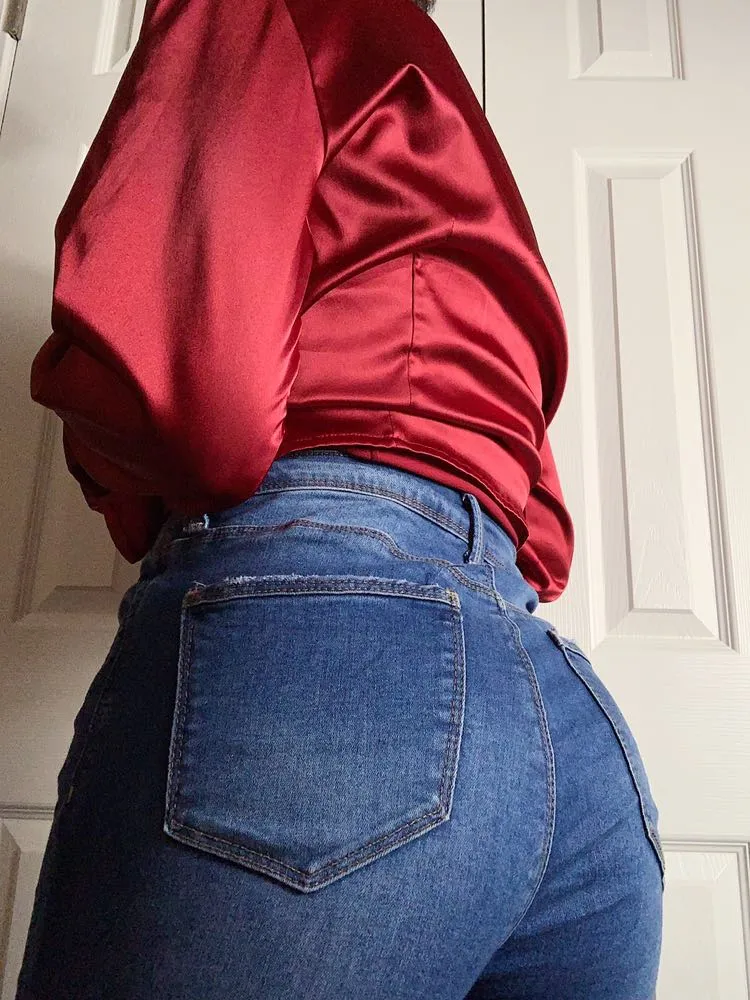 “Silk” Red Button Down Shirt Size L - Image 7