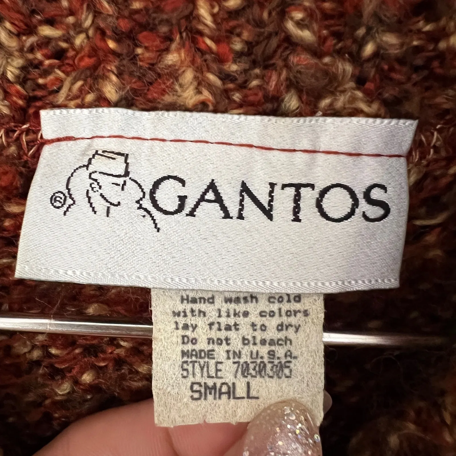 Vintage Gantos Knit Cardigan Sweater USA Made Size S Brown - Image 4