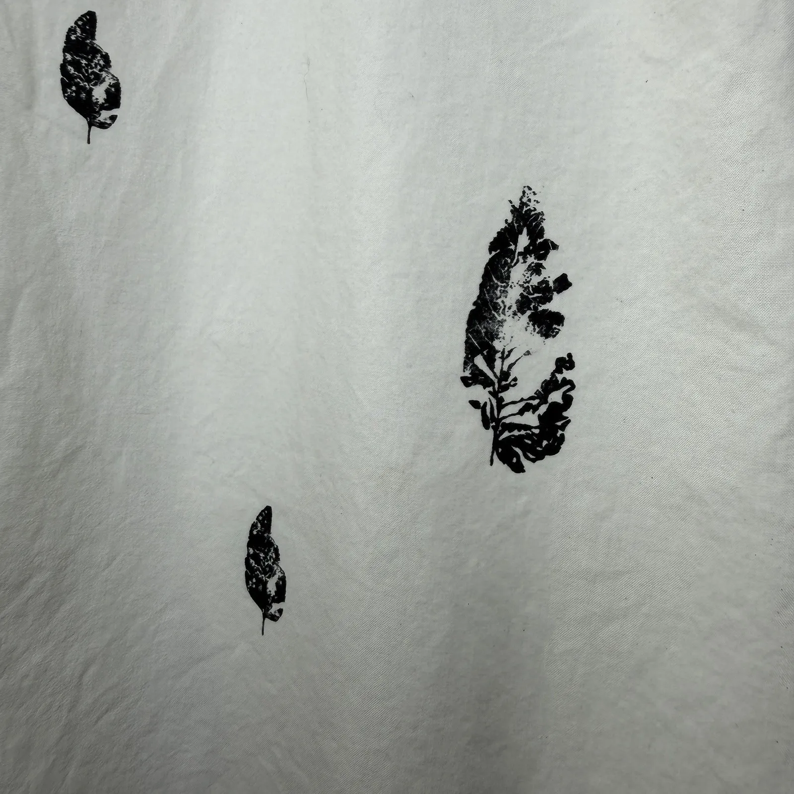 H+ Hannoh Wessel Womens Leaf Block Print Top Ribbed Sleeves Cotton Italy 36S - Image 8