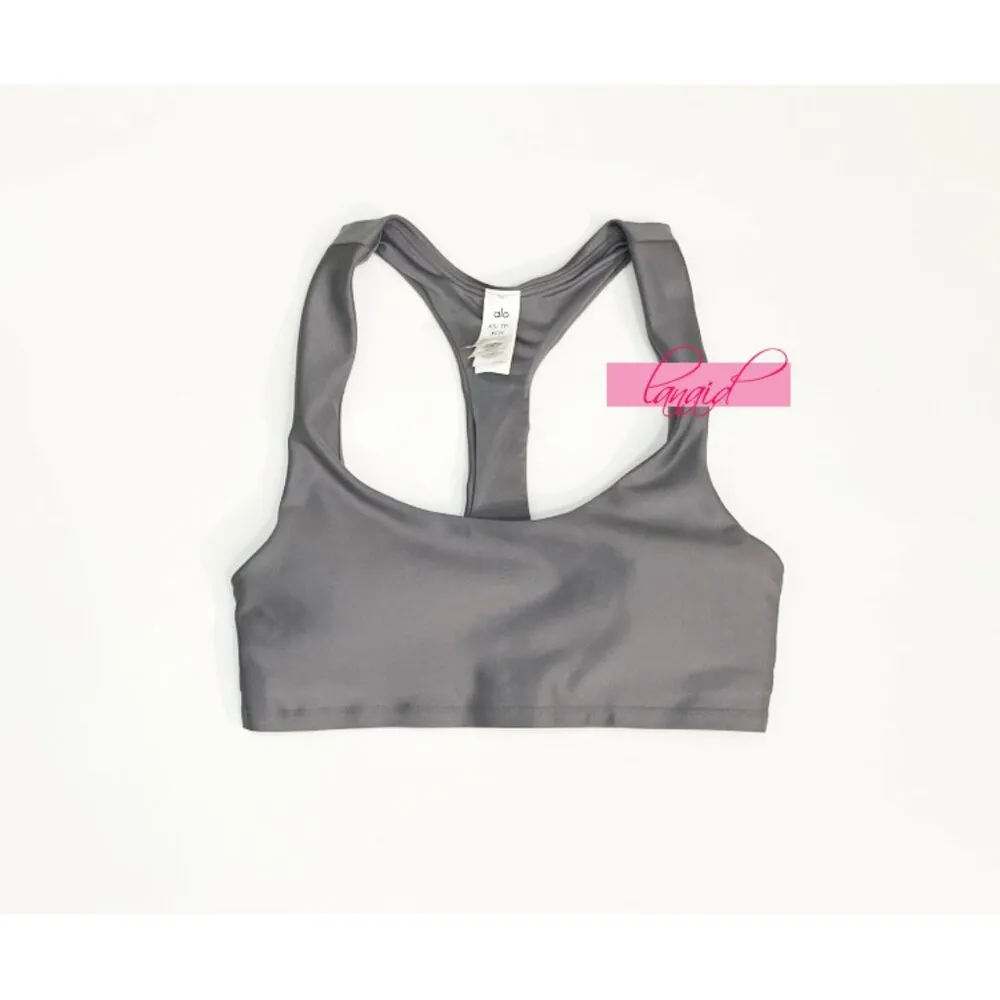 Alo Airlift Advantage Racerback Bra Fog Padded Sports Tank Exercise Crop Top XS - Image 6