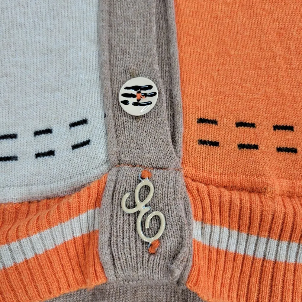 Elisa Cavaletti Blu Sweater Dress Womens 6 Cashmere Wool Blend Patchwork Knit Orange - Image 4