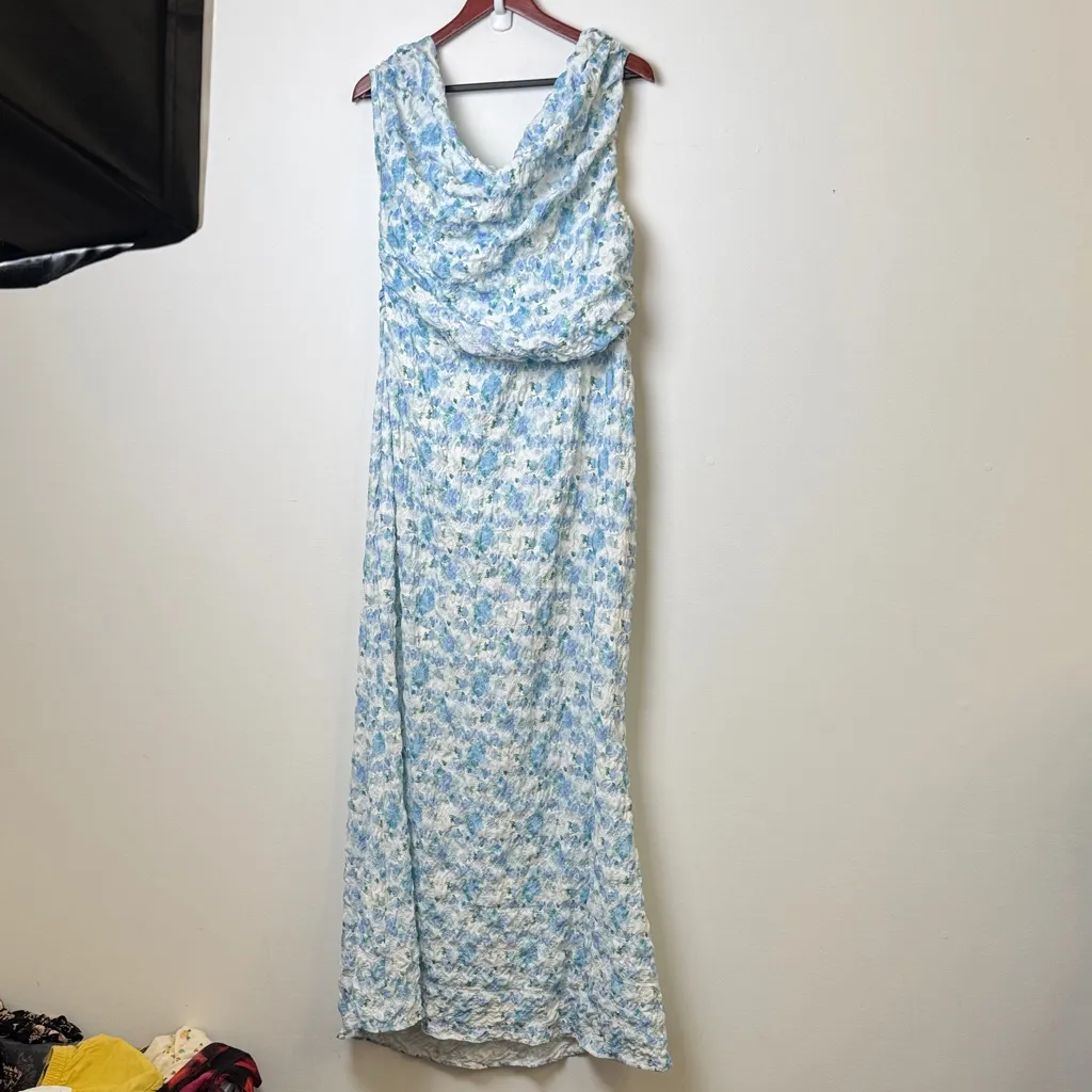 REBDOLLS FORGET ME NOT FLORAL ASYMMETRICAL MAXI BODYCON DRESS 1X - Image 3