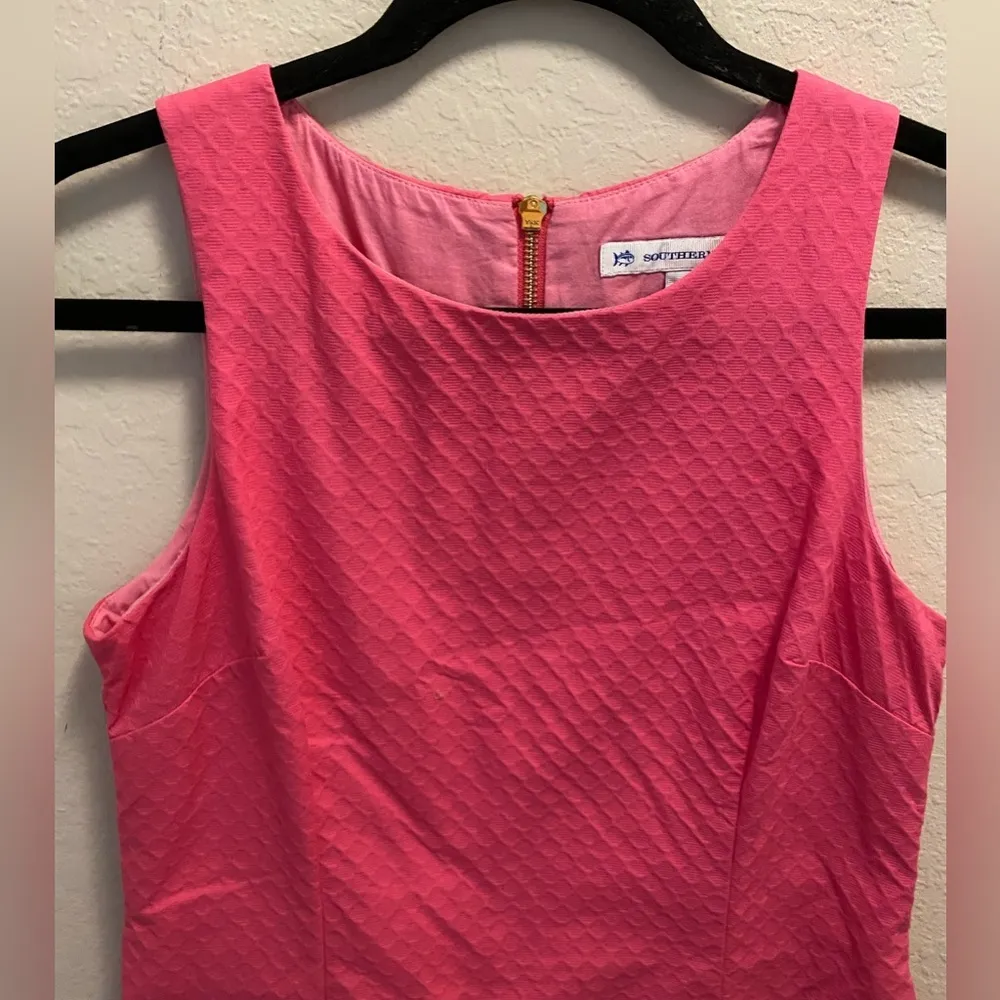 Southern Tide Pink Charleston Wavy Scallop Textured Dress. - Image 9