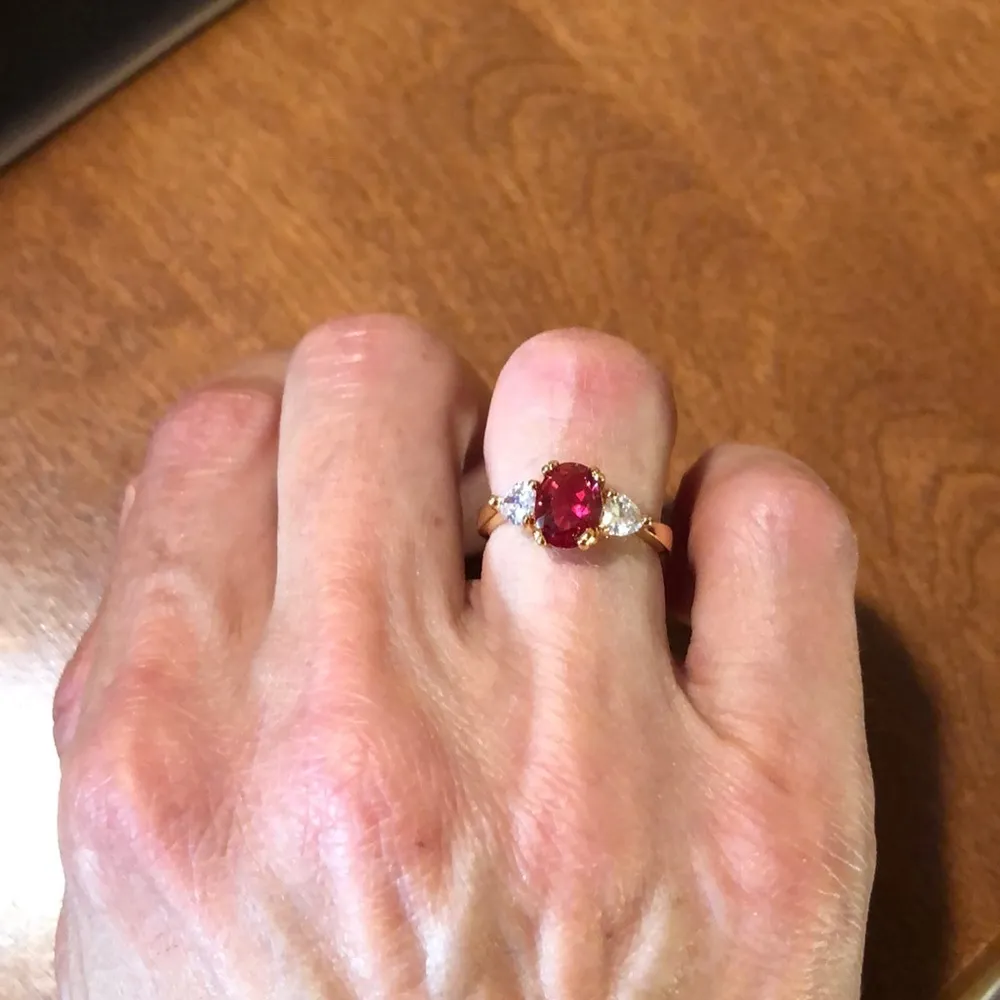 New Lab-Created Ruby Gold Filled Ring Size 5 - Image 3