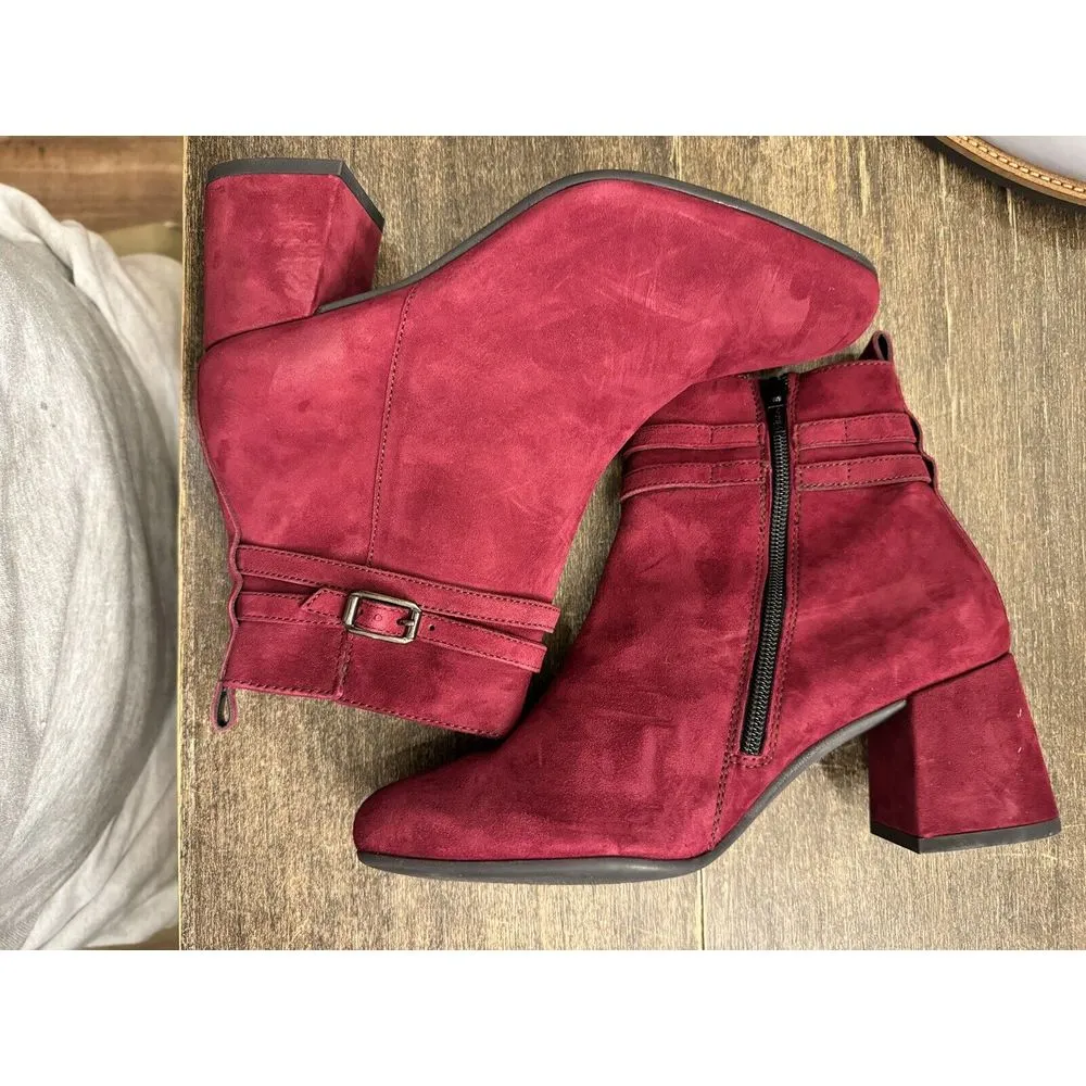 Paul Green Sydney Women's Ankle Bootie US 7 UK 5 Burgundy Austria Red Suede‎ - Image 4