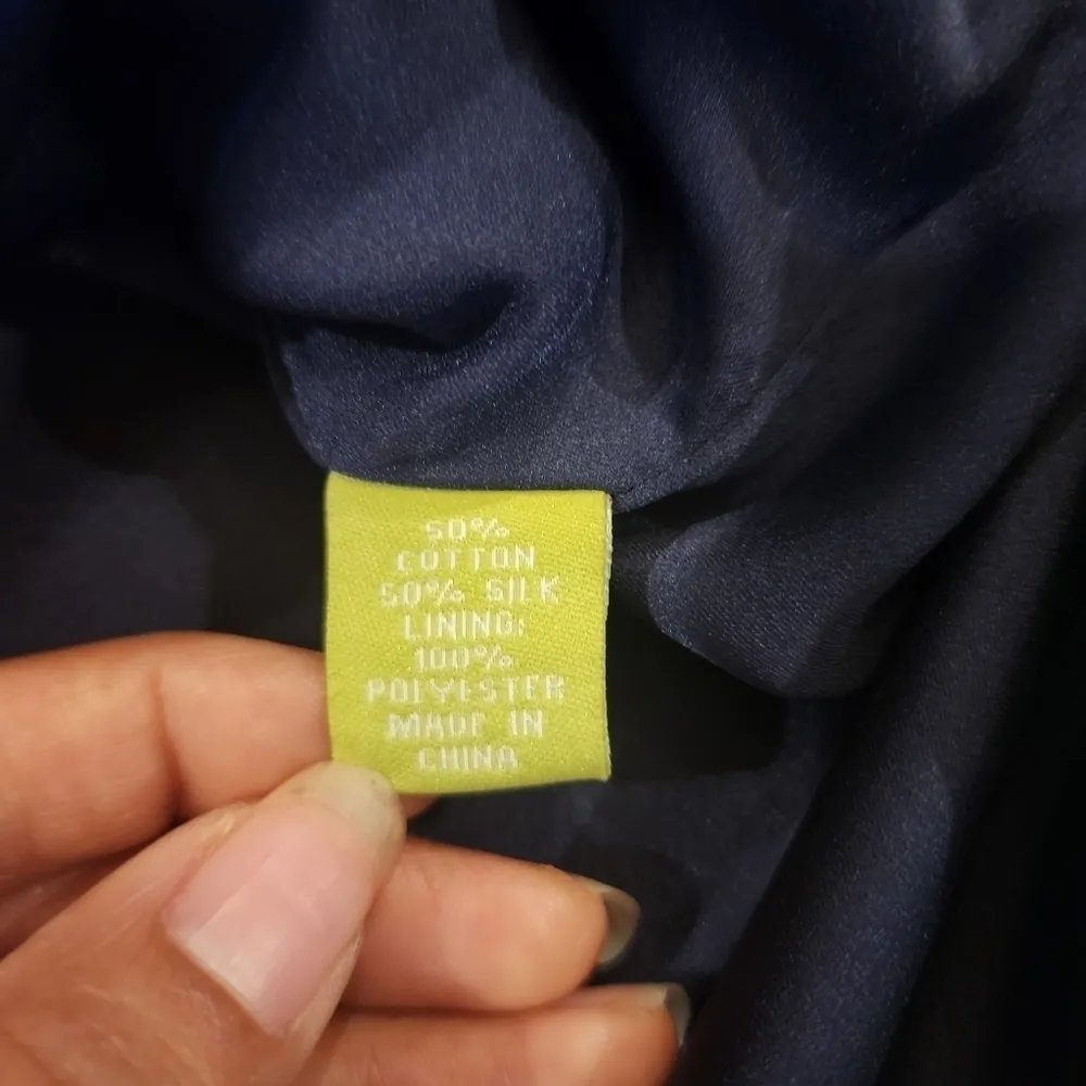 Elizabeth McKay Green & Navy A Line Geo Print retro cotton silk mini dress Size 2 - Image 4