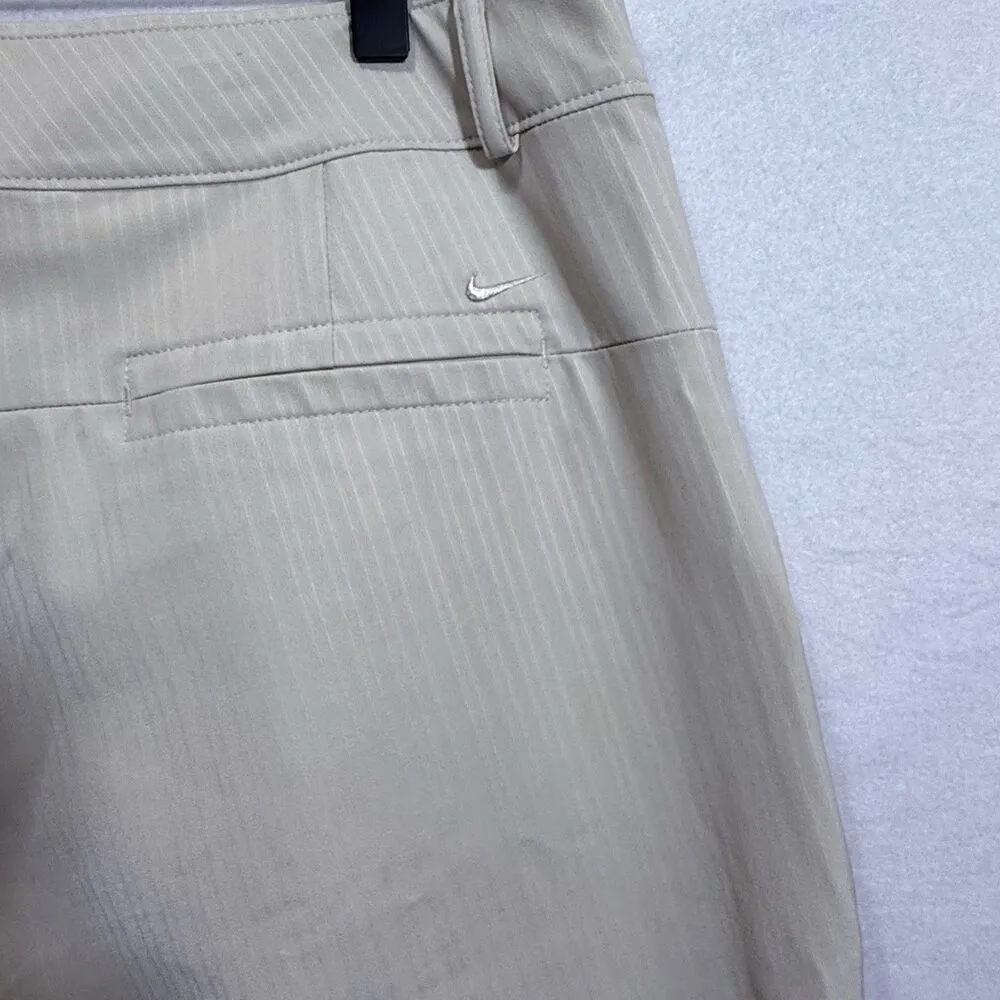 Women's Nike Golf Light Tan Pinstripe Bermuda Shorts Size 14 Quick Dry Athletic - Image 12
