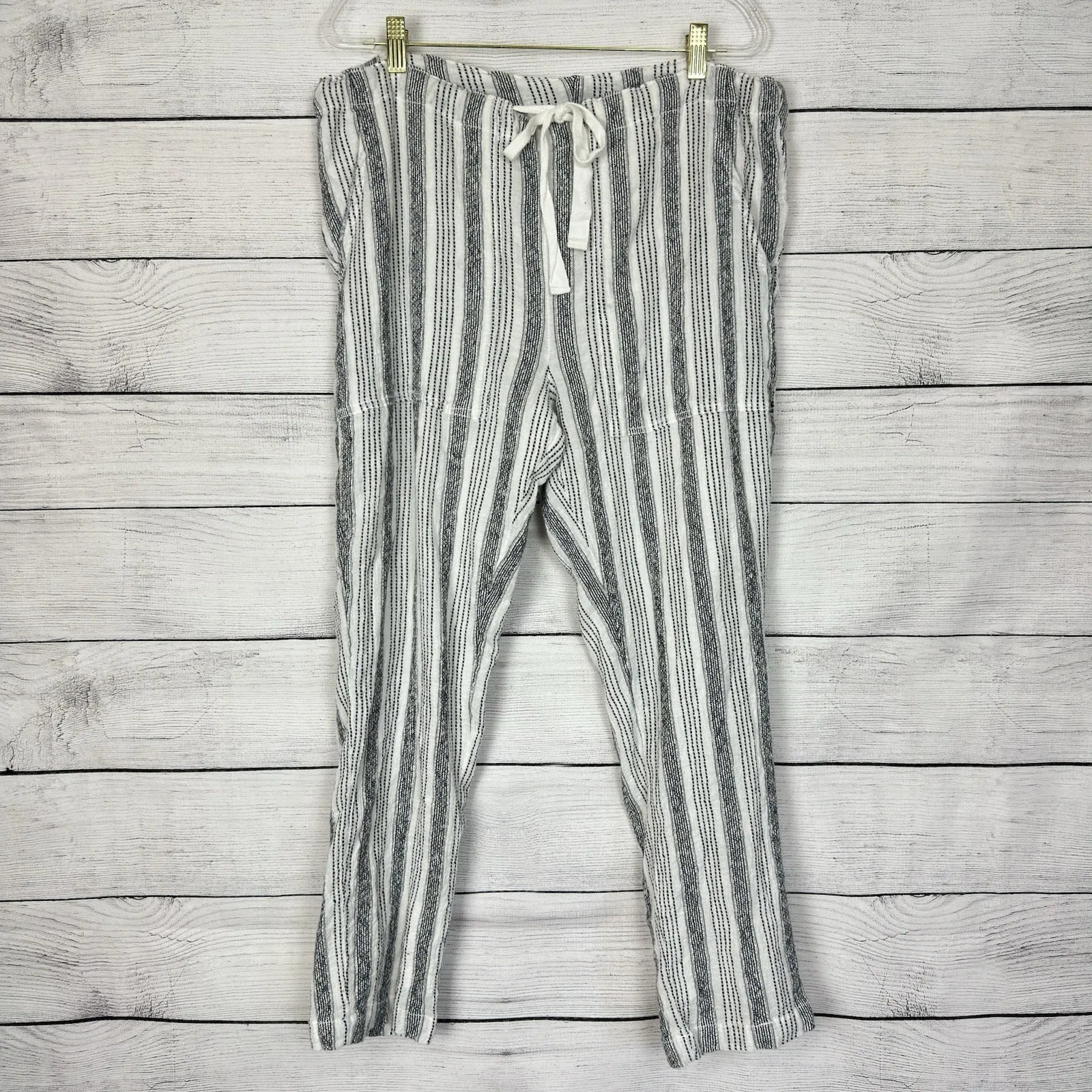 Sundance Blue Striped Gauze Cotton Pants Womens Size Medium Lined Boho Beach - Image 2