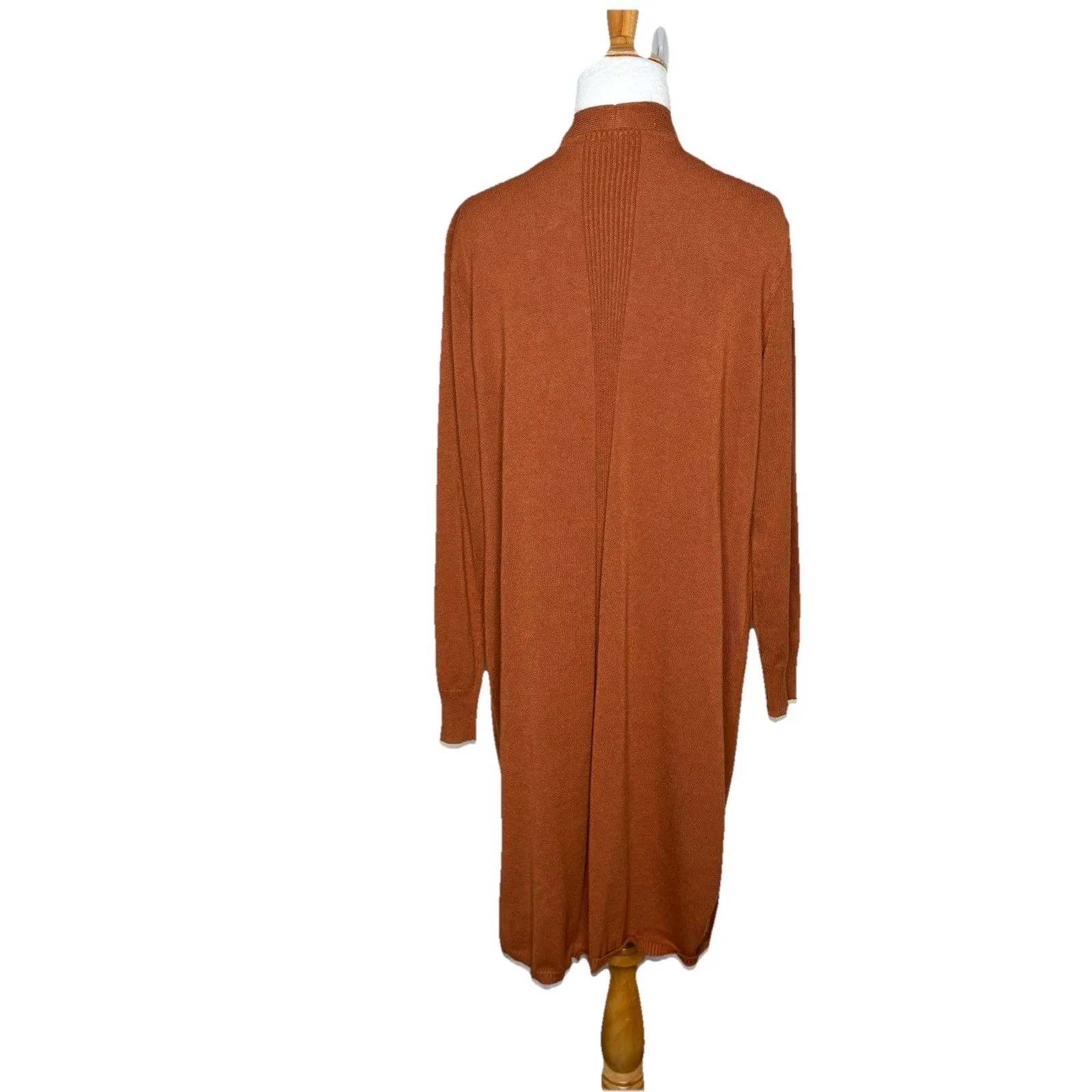 Time And Tru Burnt Orange Long Duster Open Cardigan Sweater Size XL 16 - Image 3