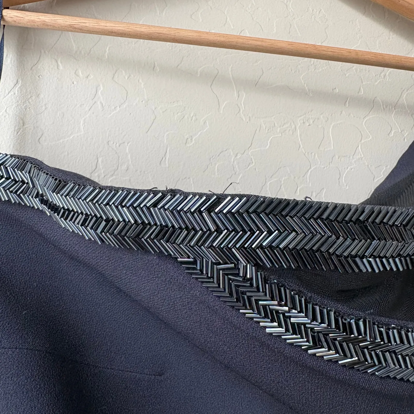 Safiyaa Dress Navy Blue Beaded Mesh One Shoulder Cocktail Evening Gown Size 12 - Image 10