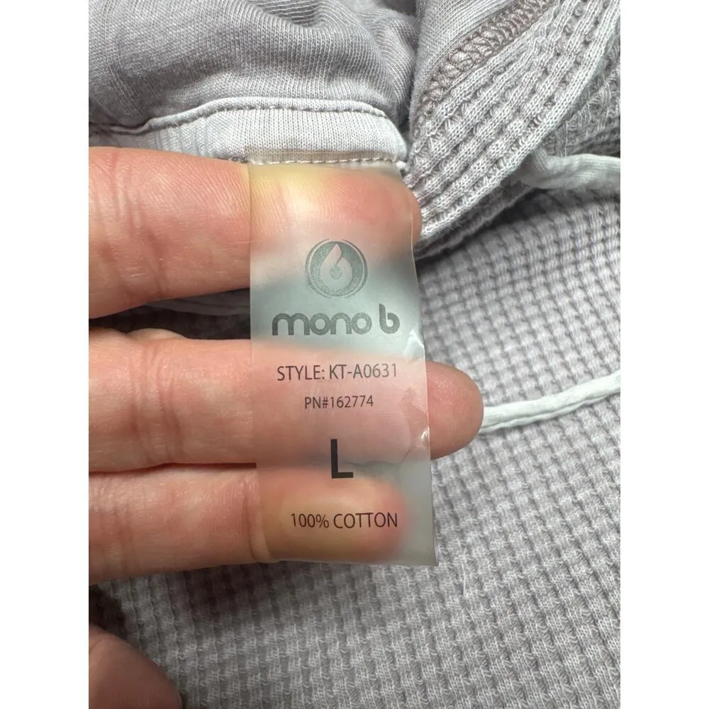 Mono B Cropped Hoodie – Size Large – Light Grey, 100% Cotton, Waffle Knit Gray - Image 5