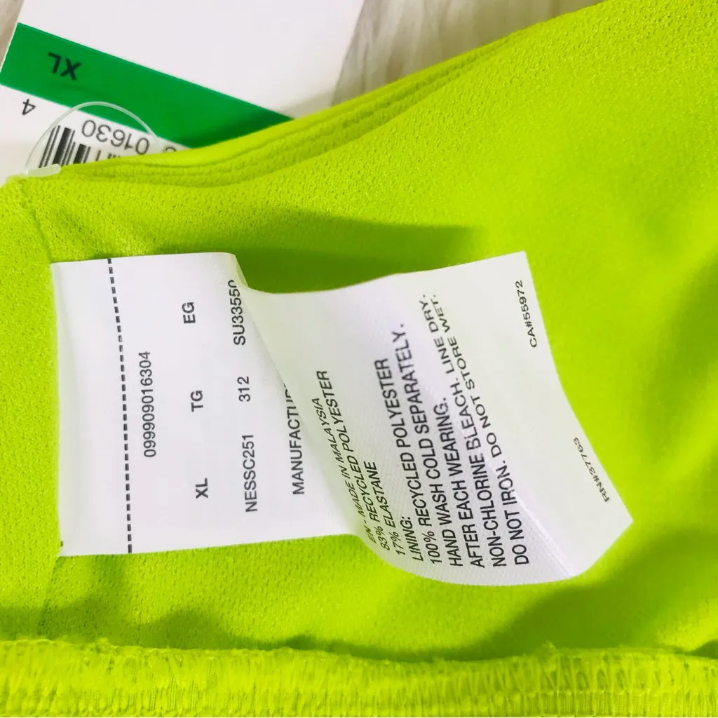 NIKE Neon Green Logo Sporty Scoop‎ Neck Bikini Swim Top Size XL X-Large New - Image 8