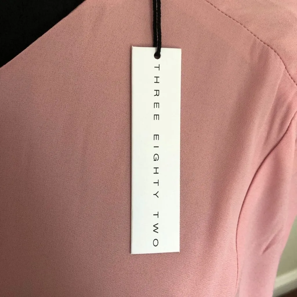 Three Eighty Two Womens Dress M Pink Ally One Shoulder Slit Sleeve Choker NWT - Image 6