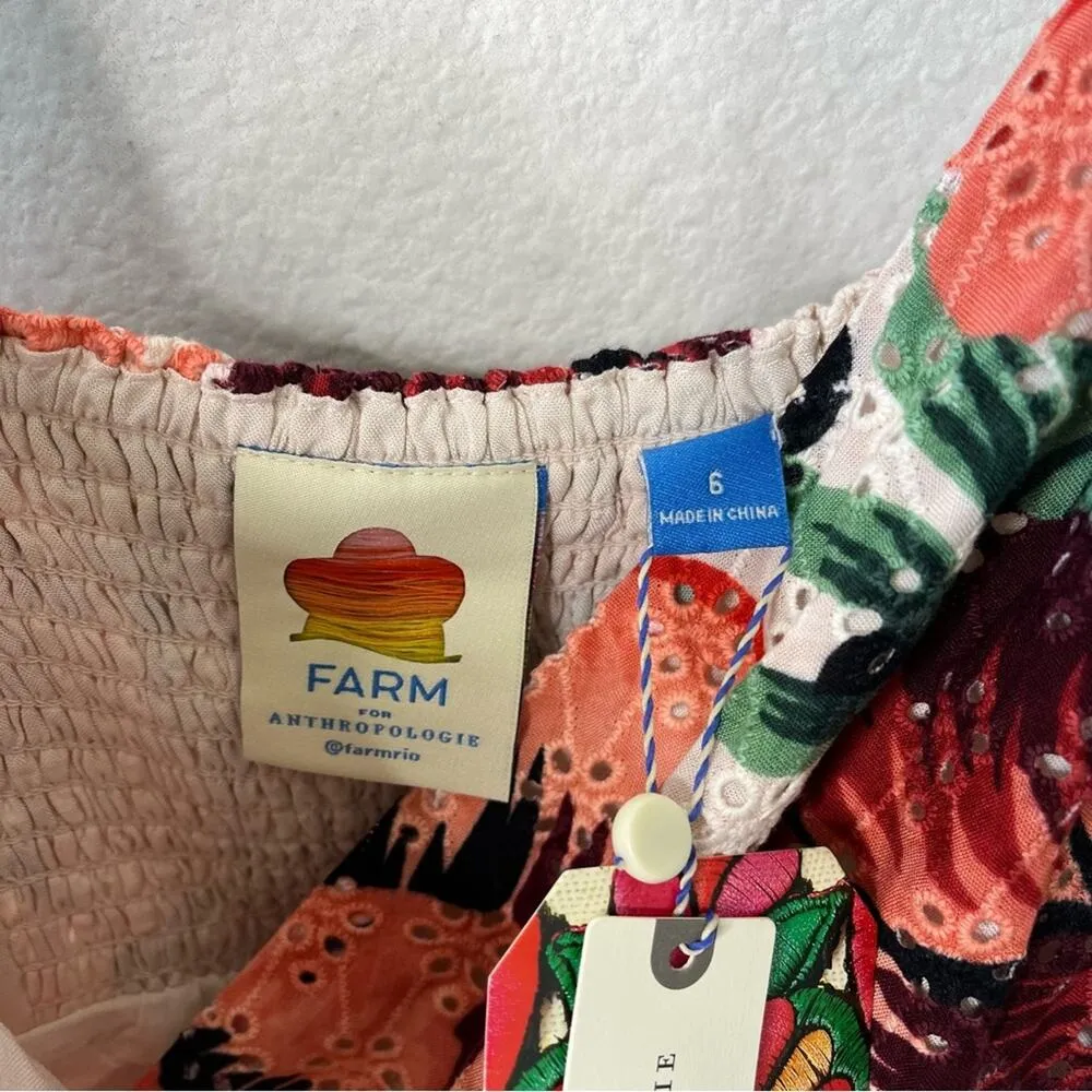 NWT Farm Rio x Anthropologie Riviera Eyelet Maxi Dress Floral Womens Size 6 - Image 7