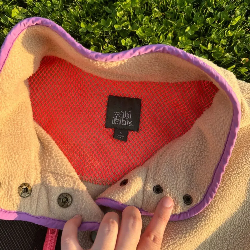 WOMENS Wild FABLE  Snap Button Sherpa Jacket ~ Long Sleeve ~ Nude SZ MED - Image 4