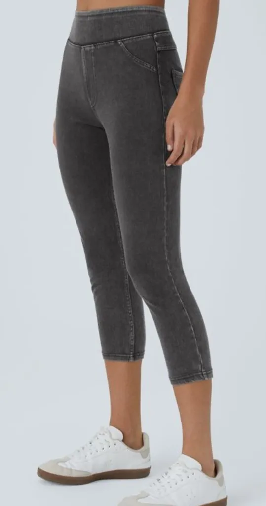 NWT Halara Flex High Waisted Pocket Denim Capri Casual Leggings size M jegging - Image 1