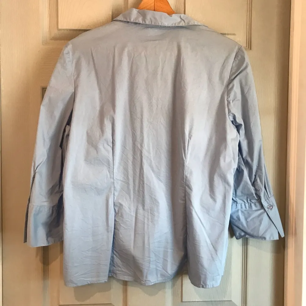 Fashion Bug Women's L Vintage Y2K Cotton Light Blue Button-Up 3/4 Sleeve Blouse - Image 3