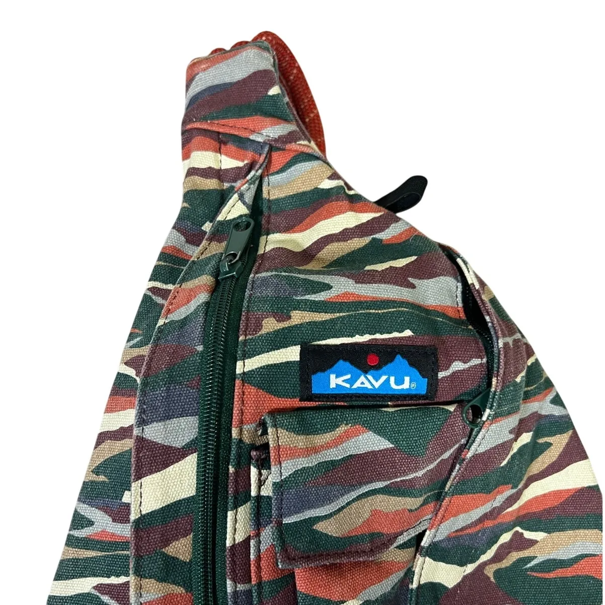 KAVU Rope Sling Bag One Size Multicolor Canvas Abstract Camo Outdoor Y2K Utility - Image 2