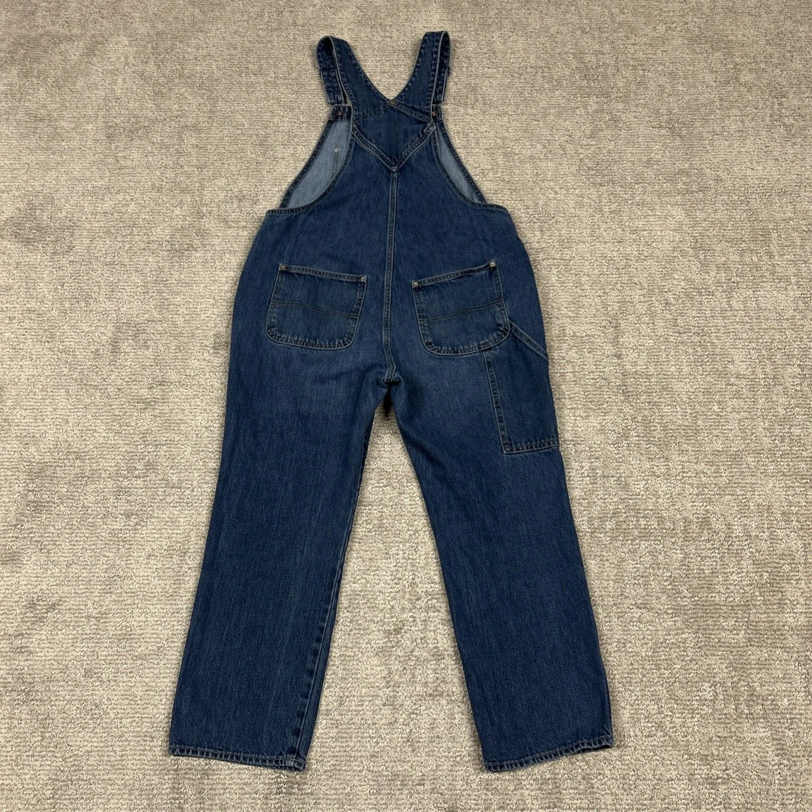 Old Navy Overalls Womens 14 Blue Jeans Denim Bibs Relaxed Adjustable Cotton - Image 7