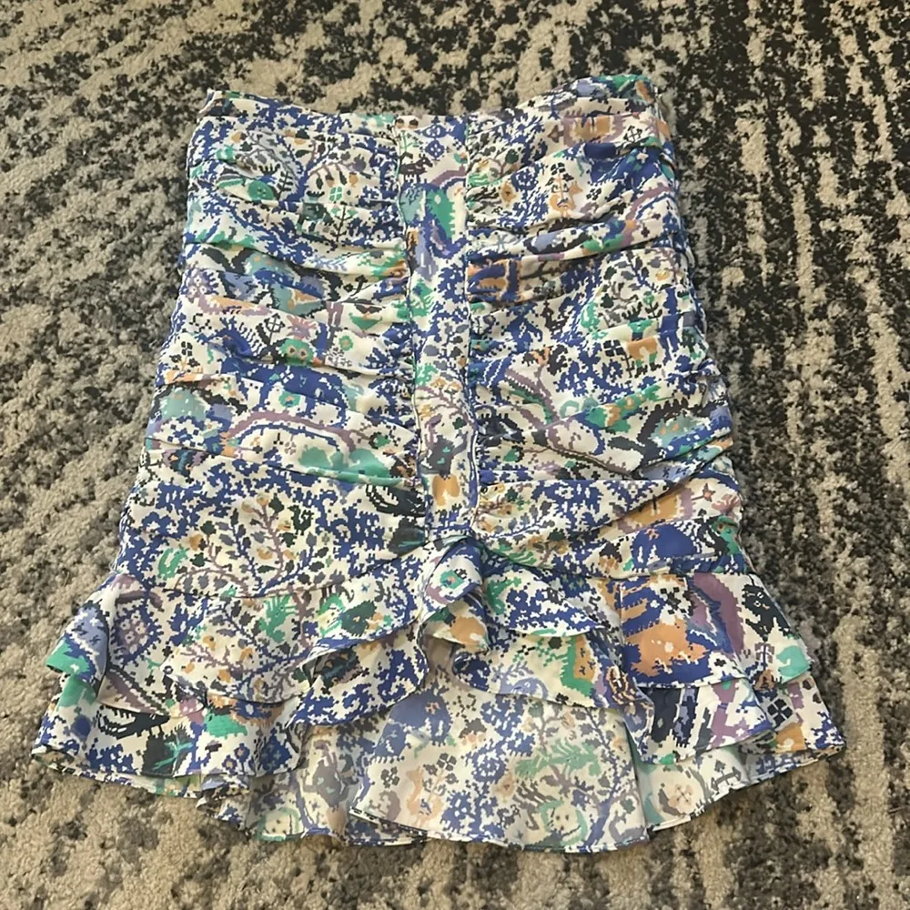 Isabel Marant Milendi Floral Ruffle Ruched Stretch Silk Skirt size FR 32 - Image 4