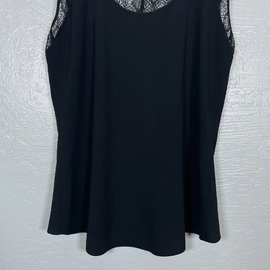 Helmut Lang Women M Black Puckered Lace Blouse Cap Sleeve Scoop Neck Casual - Image 2