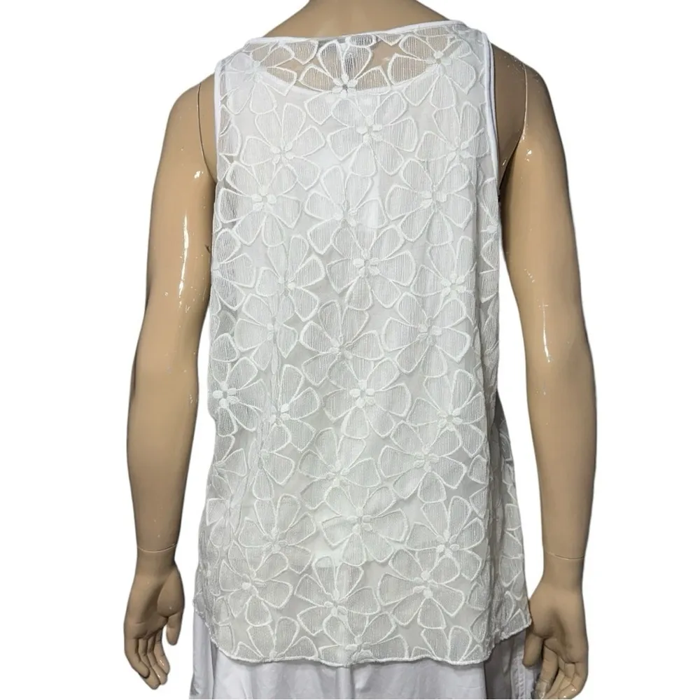 Diane Von Furstenberg DVF Women’s 14 Chalk White Desta Tulle Lace Sleeveless Top - Image 5